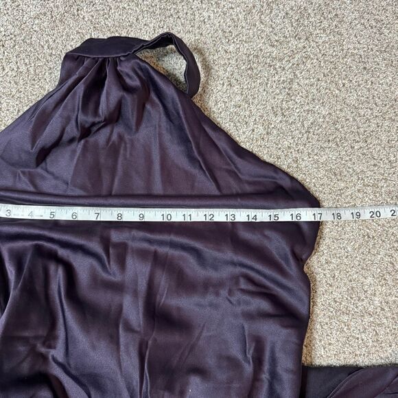 NEW House of CB purple satin draped open back mini dress size L+ - Picture 10 of 11